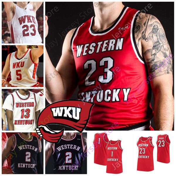 

western kentucky hillers basketball jersey ncaa college hollingsworth charles bassey carson williams savage anderson camron justice lee, Black