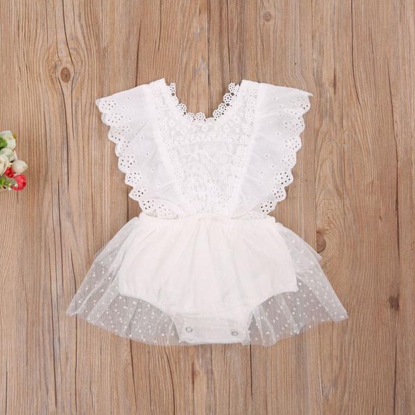 

rompers summer princess baby girls lace clothes sleeveless crotch buttons floral chiffon romper dress infant party costumes, Blue