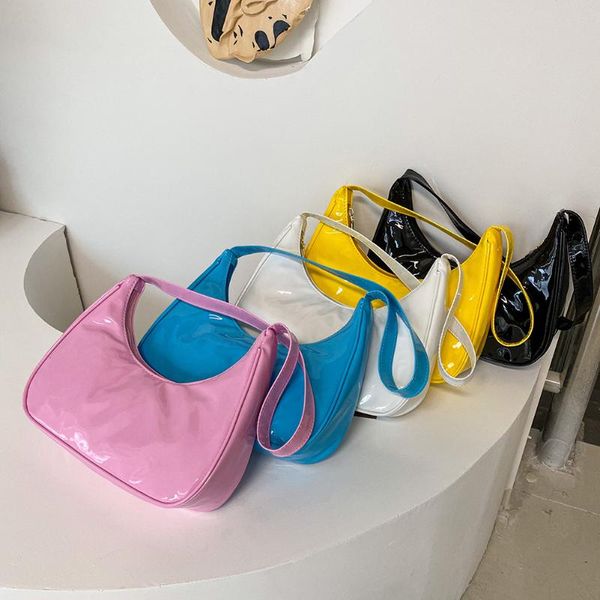 

evening bags fashion women's bag patent pu leather shoulder underarm female casual ladies solid color hobos small purse shopper handbags