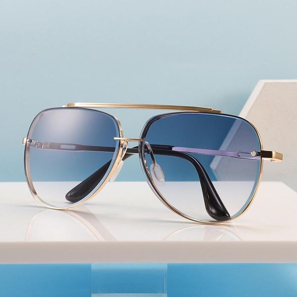 

sunglasses high-quality mach six style oversized geometric retro alloy frame gradient men uv400 women, White;black