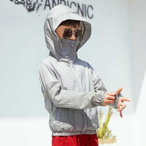 

children's summer sun protection clothing children's jacket boys skin clothing new light and cool sun protection shirt, Blue