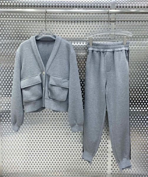 

women's two piece pants 2021 women fashion suit two-pocket jacket + side stitching trousers 2-piece set 0821, White