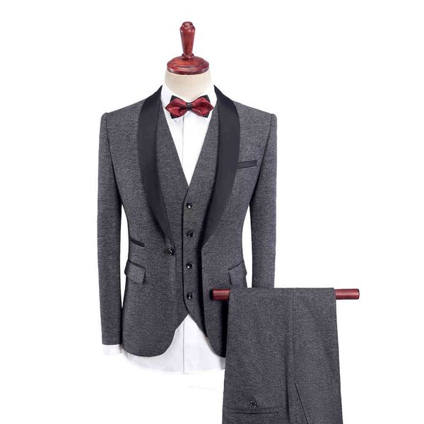 

men's suits & blazers (jacket + vest pants) three-piece suit/male spring business blazers/male fine cotton leisure dress of groom qacd, White;black