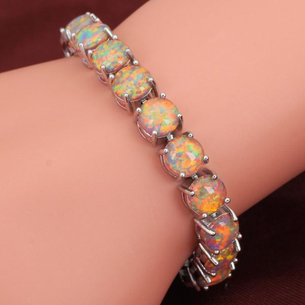 

charm bracelets glam luxe mysterious silver color brown opal & bangles for women pulseiras femininas 19.5cm 7.67 inch ab431, Golden;silver