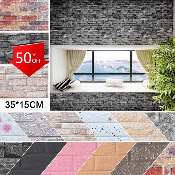 

wallpapers 1pcs 3d wall stickers self-adhesive tile waterproof foam panel living room tv background protection baby wallpaper 35*15*0.4cm