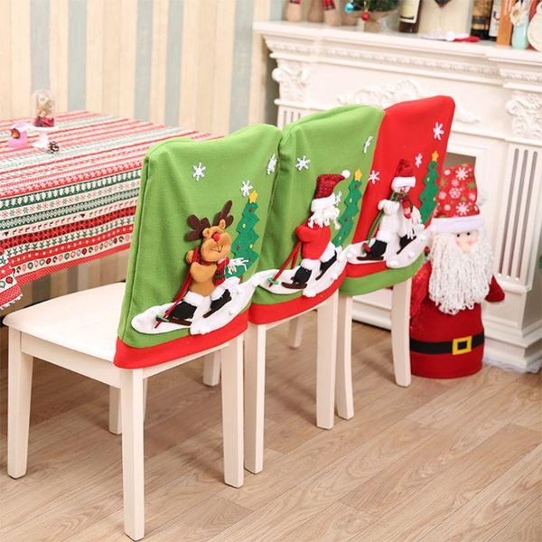 

chair covers christmas cute santa claust snowman dinner cover xmas kitchen decorations qx2e