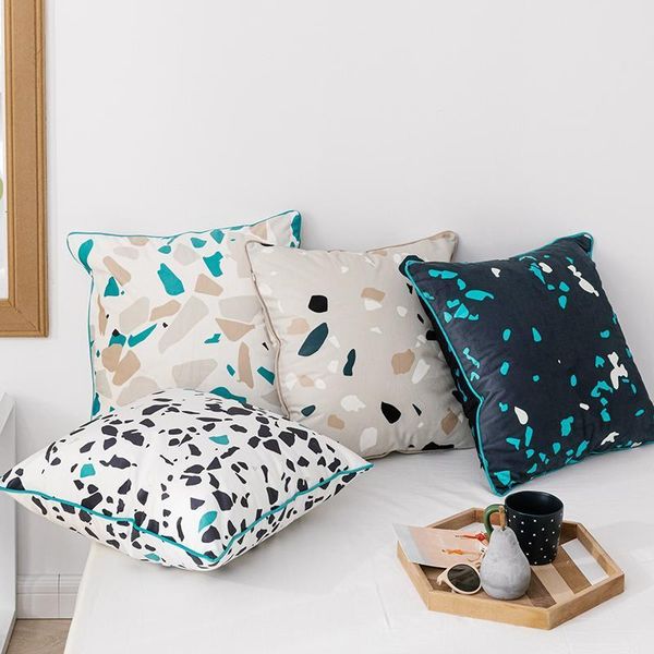 

pillow case nordic modern cushion cover terrazzo pattern printed soft skin-friendly velvet sofa home decoration 45x45cm