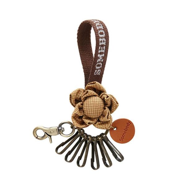 

keychains 2021 creative three-color patchwork hand-made fine print plaid canvas key chain couple car chains man and woman pendant, Silver
