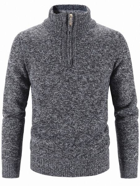 

men marled knit quarter zipper thermal sweater b7sg#, White;black
