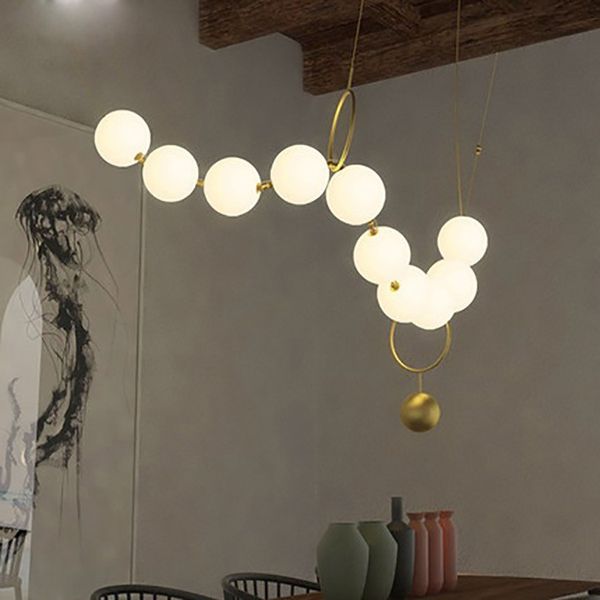 Modern LED Vidro Lampshade Pingente Luz Nordic Design Sala de Jantar Cozinha Luminárias Estilo Colar Lâmpadas de suspensão
