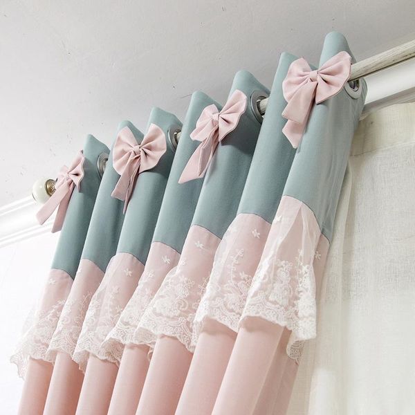 

curtain & drapes princess girl wind pink dream children small fresh cotton and linen half living dining room bedroom study rice korean style