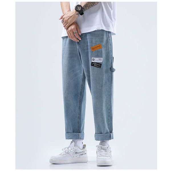 Baggy Jeans para Homens Relaxado Fit Sólida Oversized Comfy Solta Denim Harem Calças Calças Masculino 210527