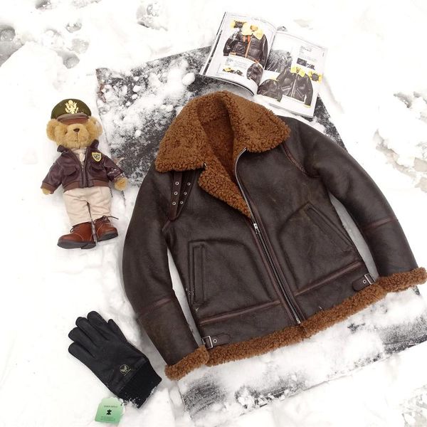 

thickening teddy sheep fur very thickb6 men's leather & faux, Black