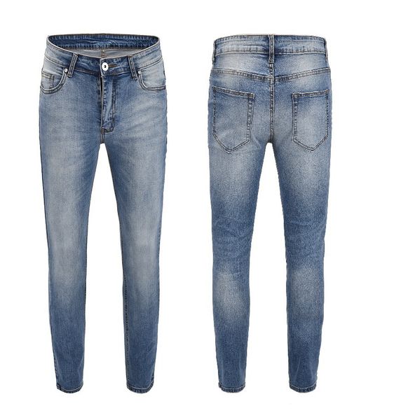 

fashion jeans kanye high street style blue wash without holes