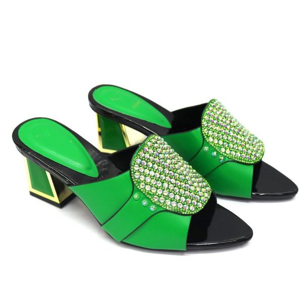 

latest green woman shoes african high heels slippers pumps rhinestones femmes chaussures ladies cr120 height 6.5cm dress, Black