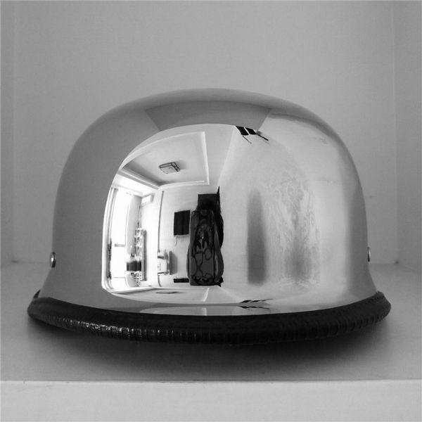 

Half Shell Silver Helmet Chrome German Style Motorcycle Riding Gear TK46