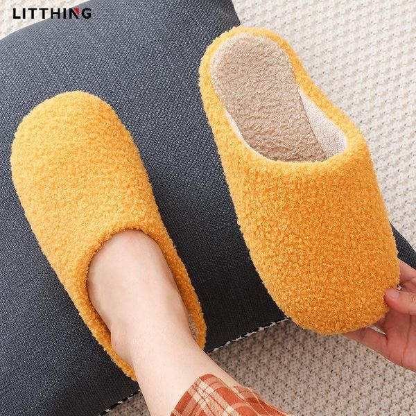

winter indoor slippers bedroom home shoes women furry non-slip house warm fur slipers ladies plush, Black