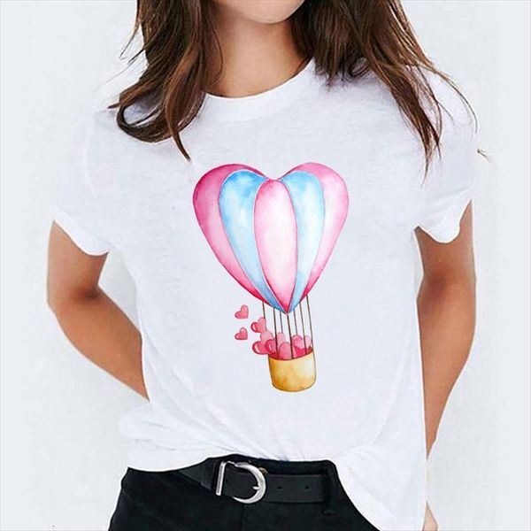 

cartoon love balloon fashion womens t shirts printing print graphic female tee, White