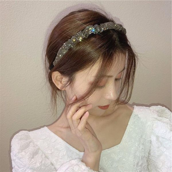 

hair accessories 1 pcs shiny crystal rhinestone hairband fashion retro flash diamond pleated hoop exquisite styling tools