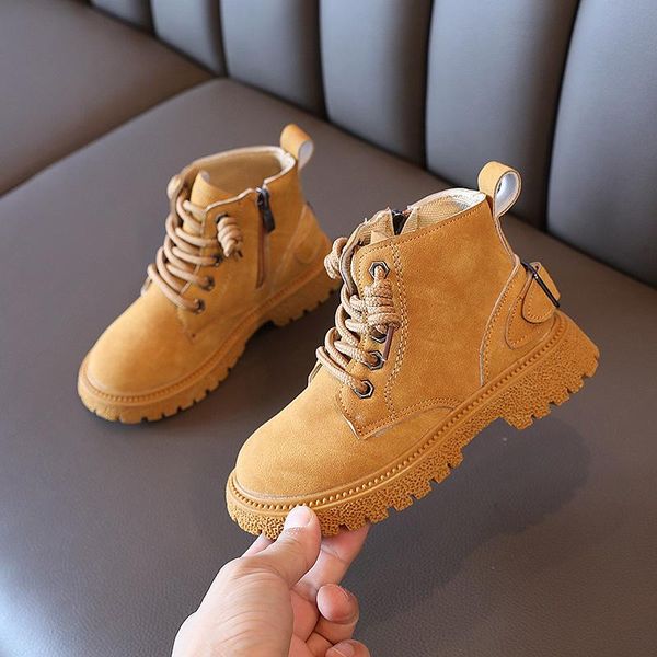 

boots children' autumn winter girls boy' ankle boot side zipper casual single kids british style, Black;grey