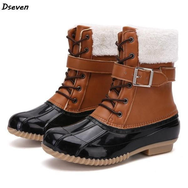 

boots winter outdoor women's shoes mid-plus velvet cotton warm duck hunting casual woman snow, Black