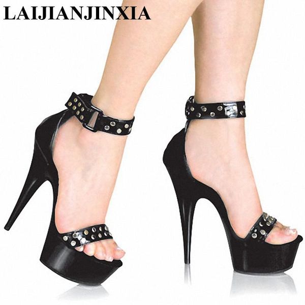 

fashion shoes open-toed sandals nightclub pole model t stage shows 15cm high heels women's, Black