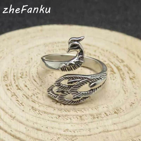 

romantic style bohemian colorful peacock rings for women girls gift trendy vintage big punk ring wholesale wedding, Slivery;golden