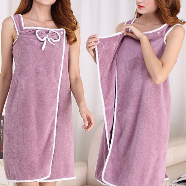 

bath towels for adults household coral fleece skirt women wearable bowknot 80*130cm soft absorb water beach towel