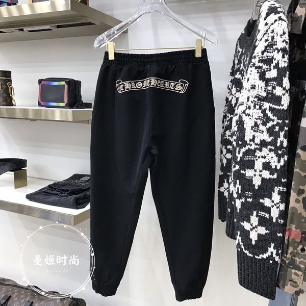

sports new sanskrit embroidery straight pants men's, Black
