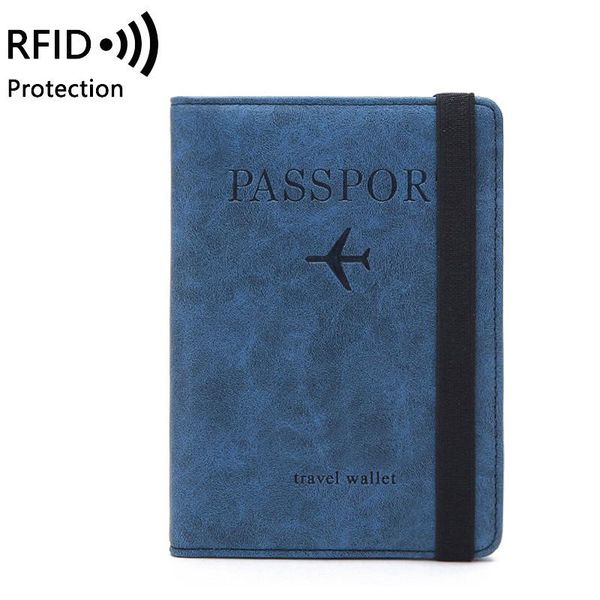 

storage bags rfid passport cover with band elastic men women travel bank cards organizer wallet holder case pu leather