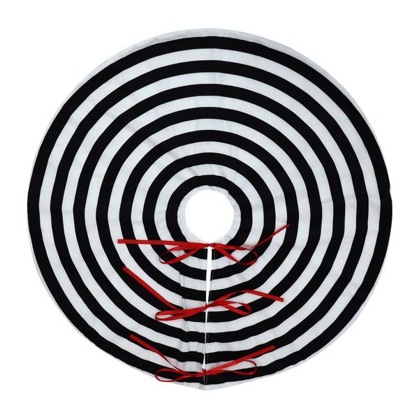 

christmas decorations 1pc black white stripe xmas tree skirt short plush decorative mat