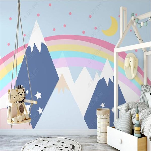 

wallpapers nordic geometric valley rainbow cartoon wall paper 3d living room bedroom children's background decor mural wallpaper