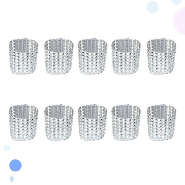 

table napkin 25 pcs elegant ring with 8 row rhinestone pretty holder buckle decoration for wedding party (silver)