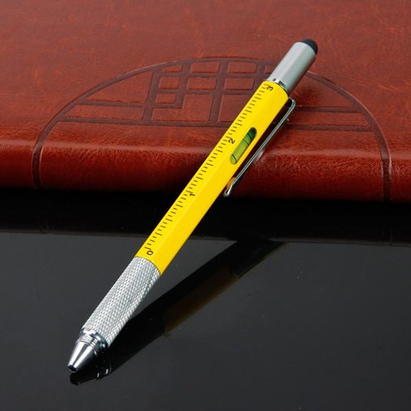 

ballpoint pens 6 in 1 office screwdriver pen novelty ruler metal tool smooth writing multifunction gifts stylus, Blue;orange