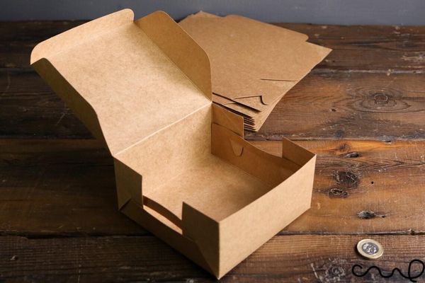 

gift wrap square kraft box food safe packaging folding flatpack wedding eco