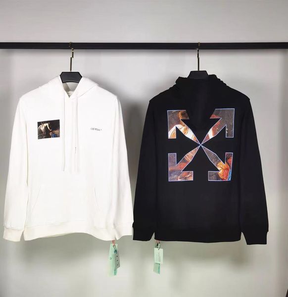 

0ff religious oil painting seri men's and women's hoodie, White;black