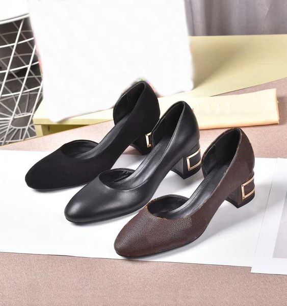 

luxury designer dress shoes mid-high heels classic letters leather chain shoes girls party wedding festival loui vuttones sa, Black