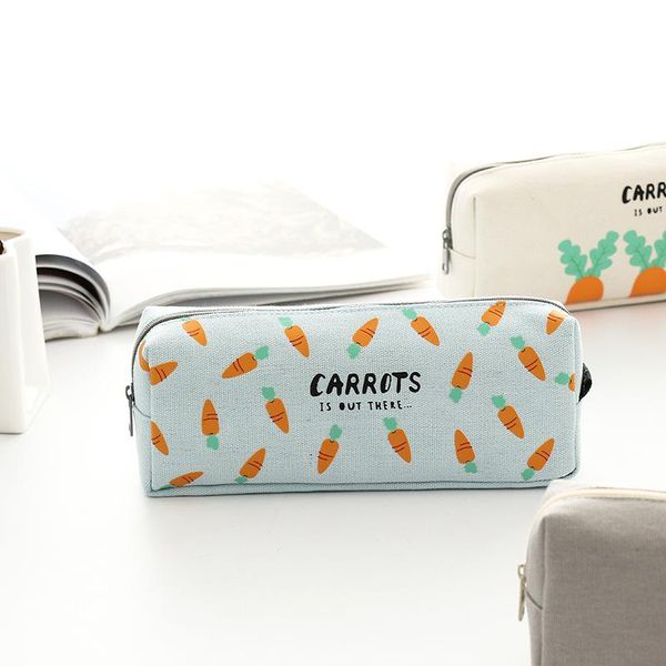 

kawaii carrot canvas pencil bag cute personality student stationery case bags