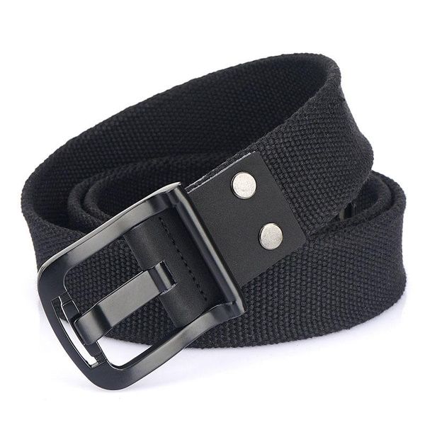 

belts fashion students daily metal pin buckle durable sport thick canvas waistbelt casual men nylon solid belt, Black;brown