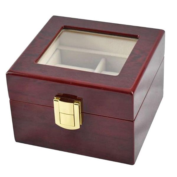 

watch boxes & cases box carrying storage display men women dustproof organizer travel 2 slot gift business collector case clear glass home, Black;blue