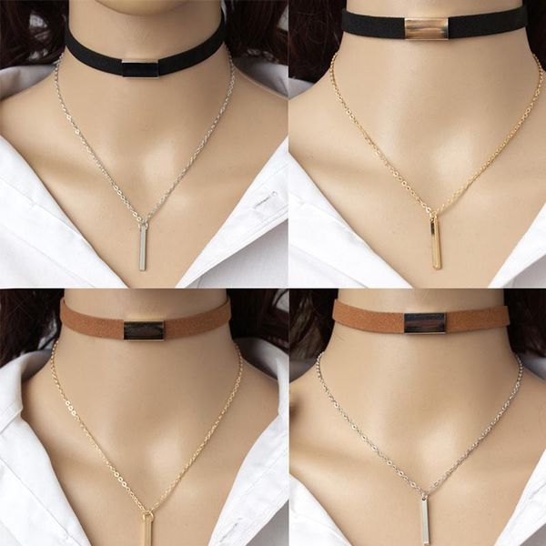 

chokers sumeng 2021 bla veet choker nelace gold chain bar for women collares, Golden;silver