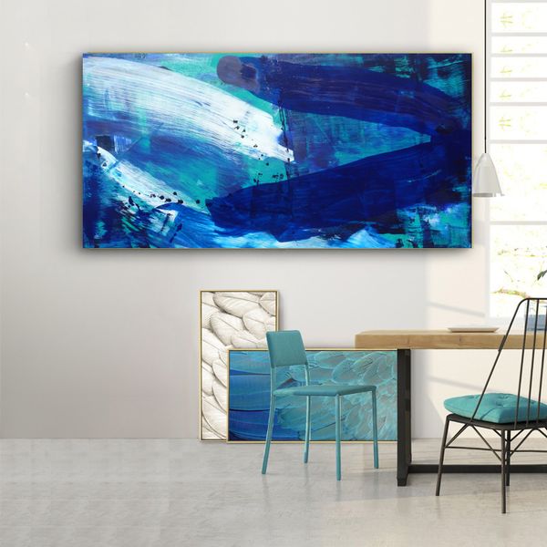 Blue Picture Wall Art Stampe Dipinto ad olio su tela per soggiorno Galleria Home Decor Poster Stampe di grandi dimensioni printscreen