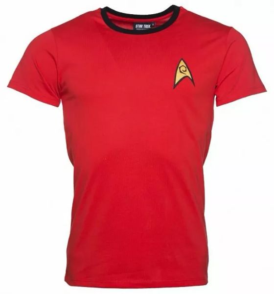 

official men's red scotty costume star trek ringer t-shirt, White;black