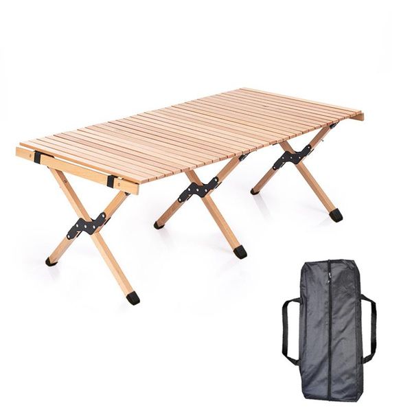 

camp furniture outdoor egg roll table portable folding camping home self-driving tour solid 120cm wood beech barbecue picnic ome