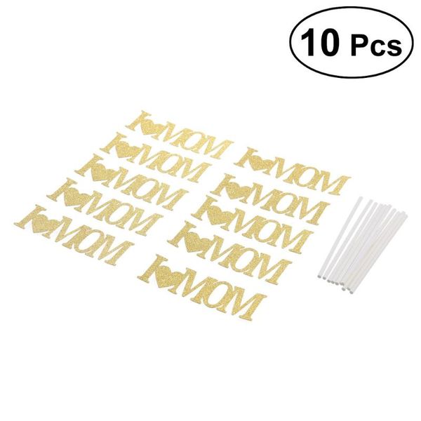 

10pcs i love mom cake er for wedding decorations (gold) other festive & party supplies