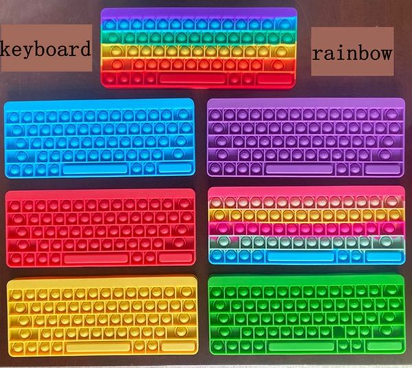 

keyboard shape fidget rainbow toy with letter party favor silicone stress reliever dimple sensory toys lla908