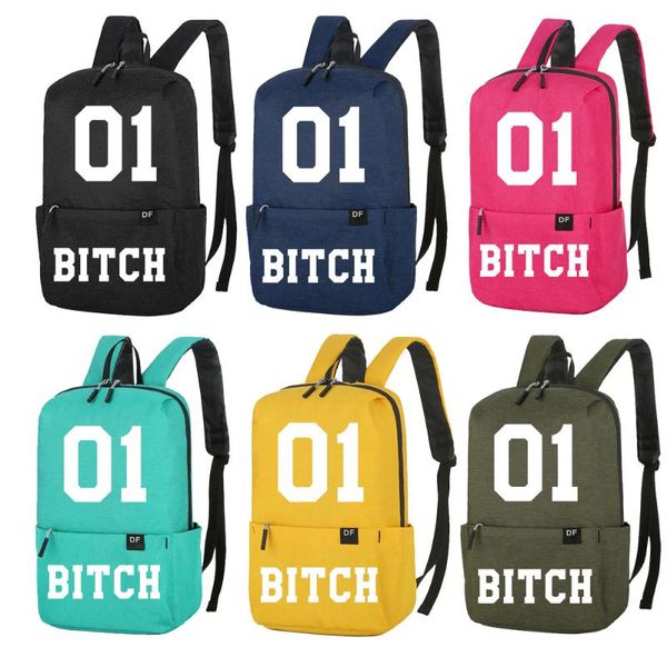 

backpack bitch 01 print canvas school student bag