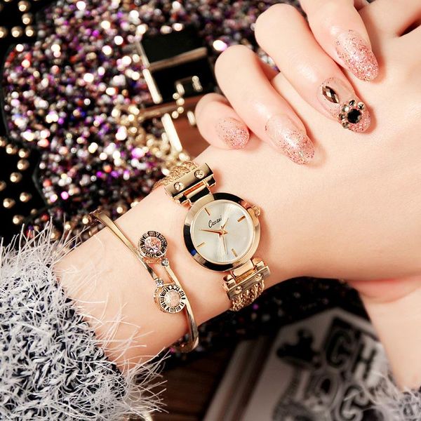 

wristwatches fashion brand goddess women watches rose gold quartz small tassel ladies bracelet watch zegarek damski drop, Slivery;brown