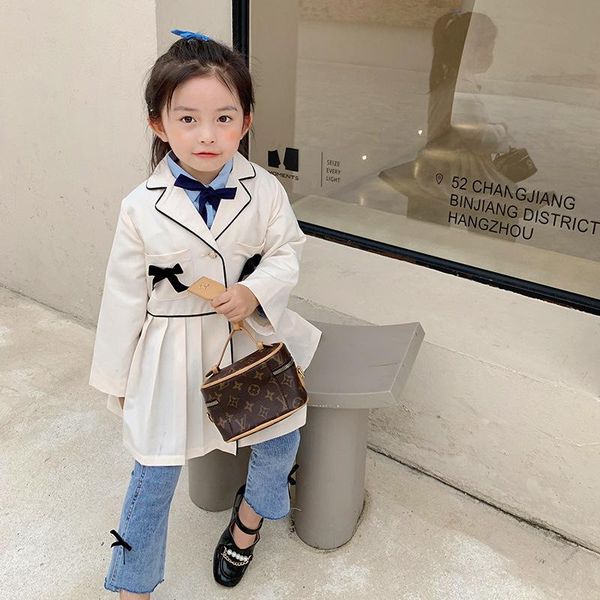 

coat girl jacket autumn children's clothing children fashion korean edition temperament small suit windbreaker baby in long style, Blue;gray
