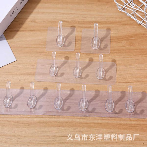 

transparent hook hole three connected six cloth and hats door back stick kitchen bath wall hanging storage